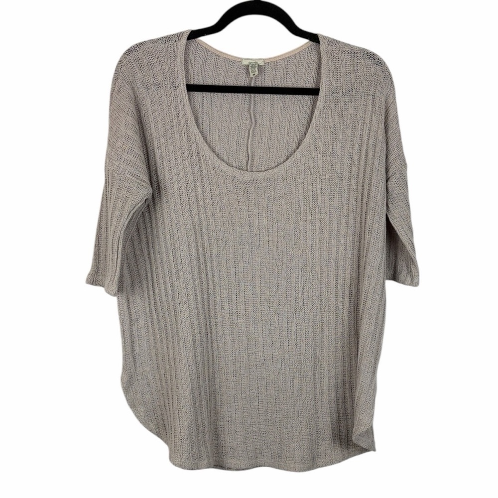 Urban Outfitters Écoté Ribbed Knit Short Sleeve Tunic Top Taupe Size Medium